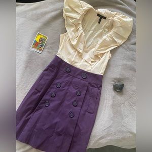 BCBGMAXAZRIA Dark Dewberry button high waist ruffle dress size 4